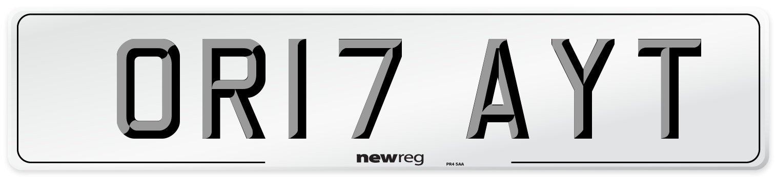 OR17 AYT Number Plate from New Reg